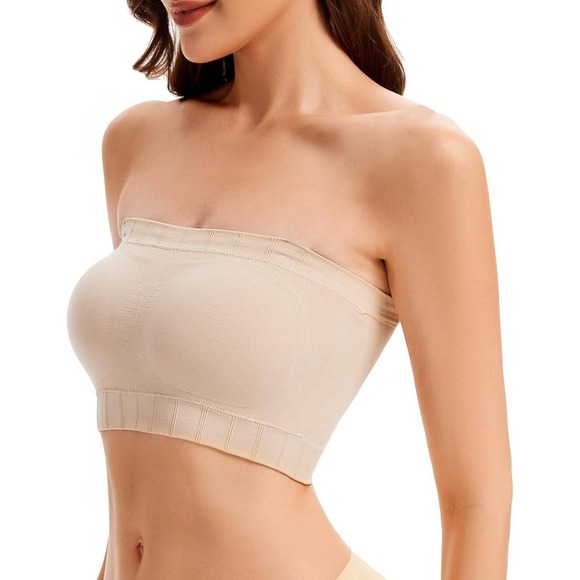 2 Pack Tan & Black Strapless Bras with Silicone Grip and Convertible Strap Small - Picture 2 of 10